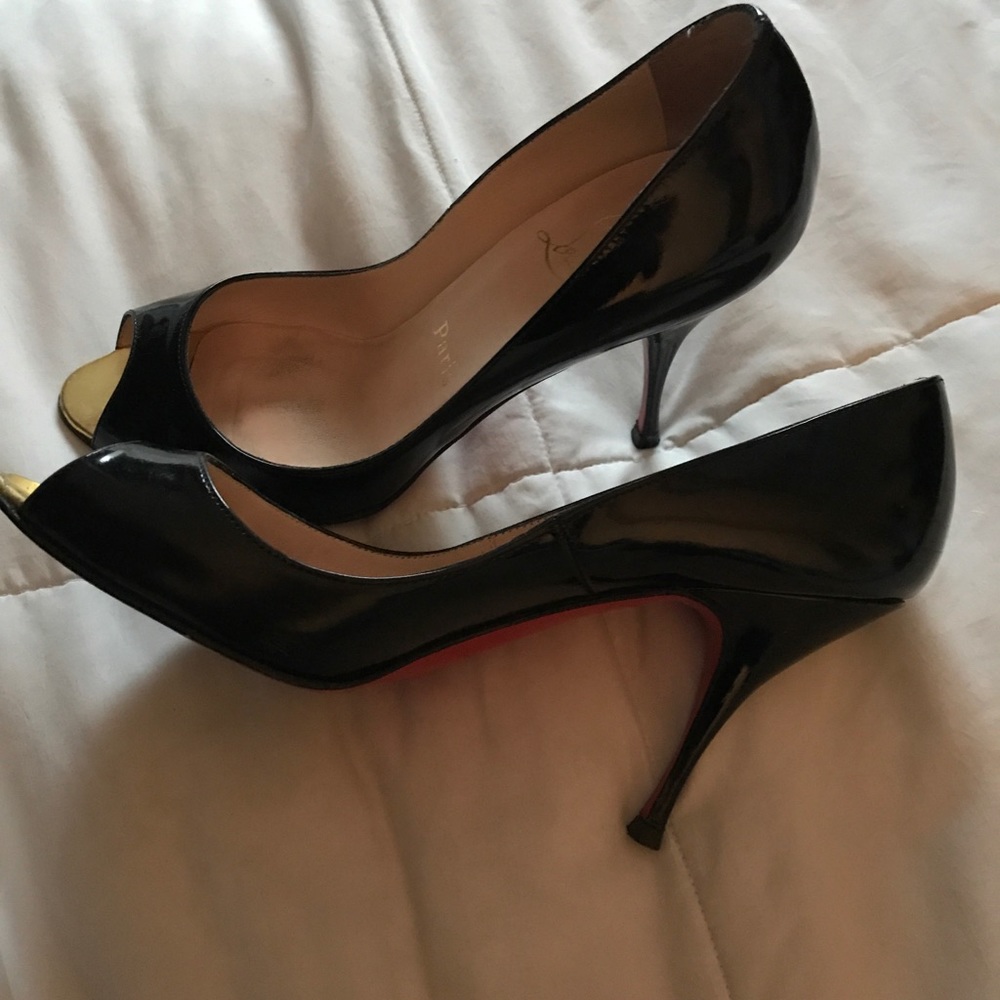 Patent leather Christian Louboutin peep toe heals